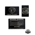 Miranda Warning Card that is laser into an anodized metal card